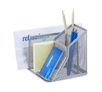 Relaxdays 10022478_55 Organizer da Scrivania con Porta-Foglietti & Porta-Lettere, Metallo, HxLxP: 6x38x30 cm, Argentato
