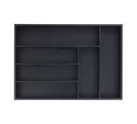 Relaxdays Portaposate da Cassetto, 6 Scomparti, HxLxP: 5 x 43 x 30,5 cm, Divisorio da Tiretto per Posate, in Bambù, Nero