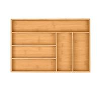 Relaxdays Portaposate da Cassetto, 6 Scomparti, in bambù, HLP 5x44,5x30 cm, Divisore per Posate Cucina, Marrone Naturale