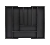Relaxdays Portaposate da Cassetto Allungabile, 5 x 33,5-49,5 x 44,5 cm, 7-9 Scomparti, Organizer per Posate, Bambù, Nero