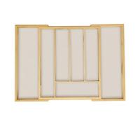 Relaxdays Portaposate da Cassetto Allungabile, bambù e MDF, Divisorio con 5-7 Scomparti Organizer Cucina, Marrone Bianco, Fibra di Legno