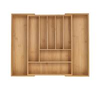 Relaxdays Portaposate da Cassetto Allungabile, Divisorio a 7-9 Scomparti per Posate, 5x32,5-53,5x43 cm, bambù, Naturale, Silicone