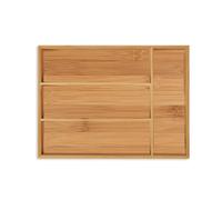 relaxdays Portaposate da Cassetto in Bambù, 4 Scomparti, Divisore Posate e Utensili Cucina, 5 x 26 x 35,5 cm, naturale