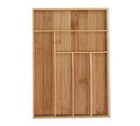 Relaxdays Portaposate da Cassetto in bambù, 6 Scomparti, Divisore Posate e Utensili da Cucina, 5x30,5x43 cm, Naturale, 1 pz