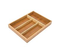 Relaxdays Portaposate da Cassetto in bambù, da Cucina, HLP: 4 x 25 x 34 cm, 4 Scomparti per Posate, Colore Naturale, Marrone Chiaro