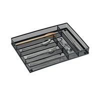 Relaxdays Portaposate da Cassetto, Organizer per Posate, HLP 5x28,5x40,5 cm, 6 Scomparti, Cucina, in Acciaio, Antracite