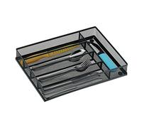 Relaxdays Portaposate da Cassetto, Organizer per Posate, HxLxP: 5x23,5x32 cm, 5 Scomparti, Cucina, in Acciaio, Antracite