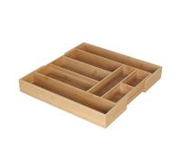 Relaxdays Portaposate Estraibile, bambù, HLP 6,5 x 33-49,5 x 47,5 cm, 6-8 Scomparti, Inserto per Posate, Naturale, Fibra di Legno, 6.5 x 49.5 x 47.5 cm