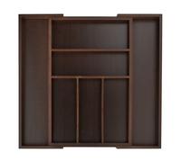 relaxdays Portaposate da Cassetto, Estraibile Larghezza Var., da 5 a 7 Scomparti in Bambù HLP: 5x48x46 cm, Marrone Scuro