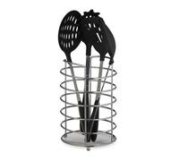 relaxdays Portautensili XL da Cucina, per Posate, Rotondo, Utensili, Acciaio Inox, HxD: 22,5x15 cm, Portaposate, Argento