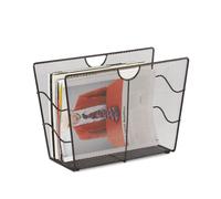 Relaxdays Portariviste mesh cesto portadepliant da terra metallo portagiornali HLP HBT 27 x 39 x 17 cm, nero