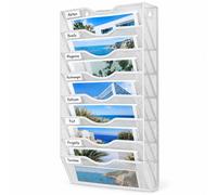 Relaxdays Portariviste, bianco | metallo, da parete, 8 ripiani
