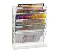 Relaxdays Portariviste a parete Orizzontale A4 5 scomparti Bianco 1,3 kg