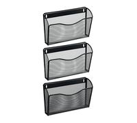 Relaxdays Portariviste da Parete, Set da 3, A4, in Ferro, HLP: 22 x 35,5 x 8,5 cm, Organizer Portagiornali a Muro, Nero