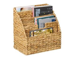 Relaxdays Portariviste da Terra in Giacinto Intrecciato, Cesto con 4 Scomparti Porta Riviste e Giornali, HLP 34x34x20 cm