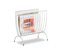 Relaxdays Portariviste metallo cesto raccoglitore per riviste da terra portagiornali HxLxP: 35 x 34 x 18 cm argento