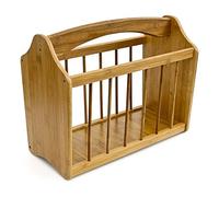 Relaxdays Portariviste, Raccoglitore Portagiornali, Manico, Salvaspazio Autoportante, 33 x 42 x 21 cm, Naturale, PVC, Marrone (bambù), Unica