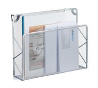 Relaxdays Portariviste in Metallo Muro, Organizer Portagiornali da Appendere, Cesto Portadocumenti, 28x35,5x10, Argento, Acciaio
