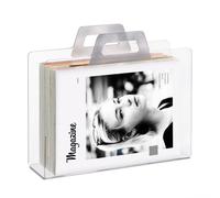 Relaxdays Portariviste acrilico trasparente con 2 impugnature 29x33x10 cm argento