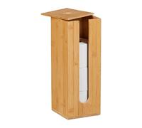 Relaxdays Portarotoli Carta Igienica, Contenitore Porta 4 Rotoli di Riserva, 40,5x15x15 cm, Piantana in bambù, Naturale, Silicone, Fibra di Legno