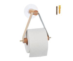 Relaxdays Portarotolo appeso in legno per il bagno