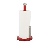 Relaxdays Portarotolo da Cucina, Porta Rotolone, Ferma Carta Assorbente, Acciaio Inox, HxD: 35x15 cm, Rosso Argentato, 35 x 15 cm