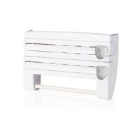 Portarotoli da Parete Relaxdays 3 in 1, asciugatovaglioli, Alluminio e Pellicola, plastica, 24,5 x 38 x 7,5 cm, Bianco