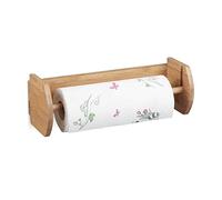 Relaxdays Portarotolo da Parete per la Cucina, in bambù, Supporto a Muro per Rotoli di Carta, Accessorio, Legno Naturale, 1 pz