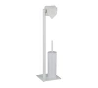 Piantana portarotolo e scopino Supporto carta igienica 2 kg Bianco Acciaio