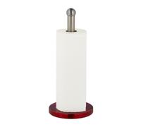 Relaxdays Portarotolo da Cucina, Porta Rotolone Carta Assorbente da Casa, in Acciaio Inox, HxD 35x15 cm, Argentato Rosso, 35 x 15 x 15 cm