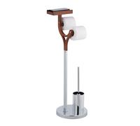 Piantana porta rotolo e scopino Dispenser carta igienica Argento MDF 3,6 kg