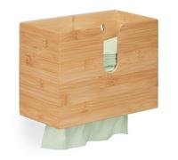 Relaxdays Distributore Asciugamani Carta da Parete, Salviette Formato H2, Dispenser Bagno 20 x 27 x 13 cm ca, Naturale, bambù