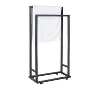 Relaxdays Portasciugamani, HxBxT: 77 x 41 x 21 cm, Metallo, 2 Barre, Supporto per Asciugamani, Bagno, Nero, Ferro