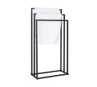 Relaxdays Portasciugamani in Metallo, 3 aste, da Terra, bagni, Nero, 84 x 44 x 21,5 cm