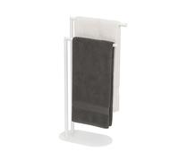 Relaxdays Portasciugamani a 2 Bracci Sfalsati, Piantana da Bagno, HLP: 78,5x38,5x17 cm, Porta Asciugamani, Ferro, Bianco