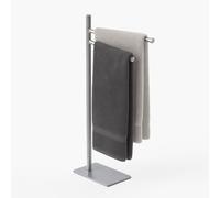 Relaxdays Portasciugamani a 2 Bracci Mobili, Piantana Bagno, HLP: 78,5x33,5x14 cm, Porta Asciugamani in Metallo, Argento