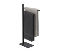 Relaxdays Portasciugamani a 2 Bracci Mobili, Piantana da Bagno, HLP: 78,5x33,5x14 cm, Porta Asciugamani in Metallo, Nero, 80% Acciaio Inox
