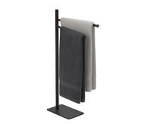 Relaxdays Portasciugamani a 2 Bracci Mobili, Piantana da Bagno, HLP: 78,5x33,5x14 cm, Porta Asciugamani in Metallo, Nero, 80% Acciaio Inox