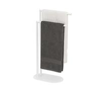 Relaxdays Portasciugamani a 2 Bracci Sfalsati, Piantana da Bagno, HLP: 78,5x38,5x17 cm, Porta Asciugamani, Ferro, Bianco
