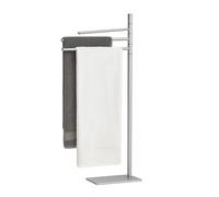 Relaxdays Portasciugamani a 3 Bracci Mobili, Piantana Bagno, HLP: 83x33,5x14 cm, Porta Asciugamani in Metallo, Argento, Ferro, Acciaio Inox, Gommapiuma