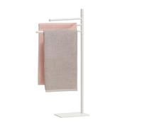 Relaxdays Portasciugamani a 3 Bracci Mobili, Piantana da Bagno, HLP: 83x33,5x14 cm, Porta Asciugamani in Metallo, Bianco, Acciaio Inox, Gommapiuma, Ferro