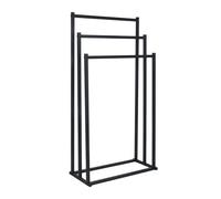 Portasciugamani Relaxdays, H x L x P: 86 x 44 x 21 cm, Metallo, 3 stanghe, Bagno, Porta Asciugamani, Nero