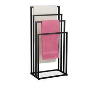 Relaxdays Portasciugamani a 4 Bracci Sfalsati, Piantana da Bagno, HLP: 96,5x45x29 cm, Porta Asciugamani, in Ferro, Nero