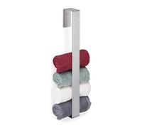 Relaxdays Portasciugamani Adesivo da Parete, Autoadesivo, Bagno e Cucina, Asta Asciugamani a Muro Salvaspazio, Argento, Acciaio Inox, 45 x 4 x 6 cm