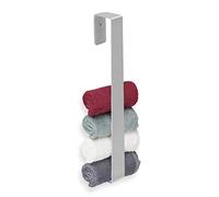 Relaxdays Portasciugamani Adesivo da Parete, Senza Fori, Asta 45 cm, in Acciaio Inox, Autoadesivo, da Bagno, Argentato, 1 pz