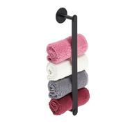 Relaxdays Porta Asciugamani Bagno da Parete, Supporto Portasciugamani Adesivo, Tovaglie per Bidet e Cucina, Acciaio Nero, Inox, 5,5x40,5x7 cm