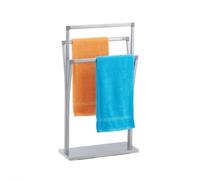 Relaxdays Asciugamani a 3 Bracci, Supporto Porta Salviette, HLP: 86,5 x 50 x 20 cm, per Bagno, Argento, Ferro, 1 pz