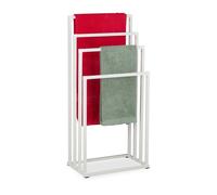 Relaxdays Portasciugamani a 4 Bracci Sfalsati, Piantana da Bagno, HLP: 96,5x45x29 cm, Porta Asciugamani, Ferro, Bianco