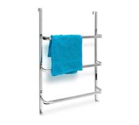Relaxdays Portasciugamani da Bagno, Scala per la Porta, 3 Barre, Acciaio Inossidabile, HxLxP: 85 x 54 x 11 cm, Argento, 85 x 54 x 11,5 cm