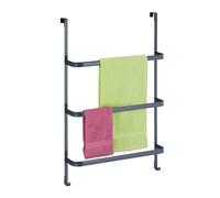 Relaxdays Portasciugamani da Porta, Senza Trapano, 3 Aste e 2 Ganci, HLP: 85x54,5x15 cm, Appendi Asciugamani, Antracite, Gommapiuma
